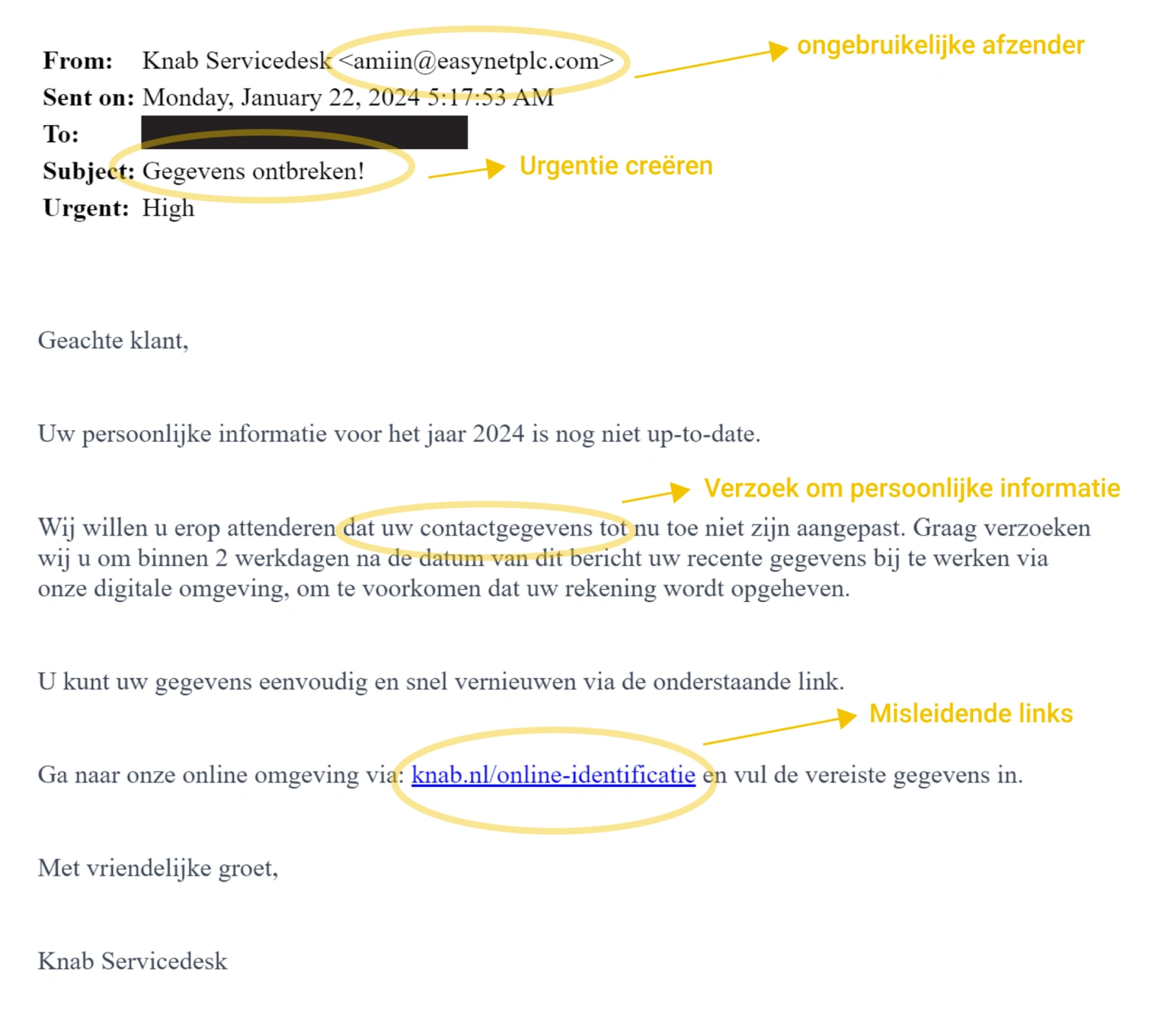 voorbeeld phising mail